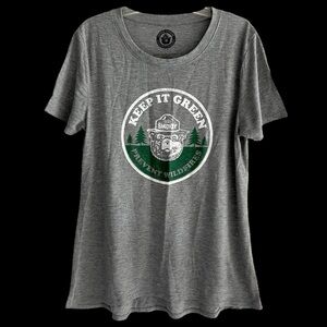 Smokey the Bear Grey Women’s Keep it Green Prevent Wildfires Short Sleeve Shirt